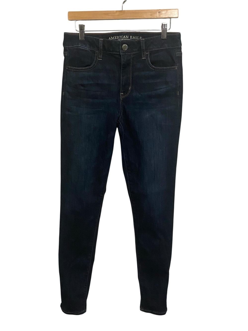 American Eagle Mid Rise Dark Wash Stretch Hi-Rise Jegging Size 10 Long